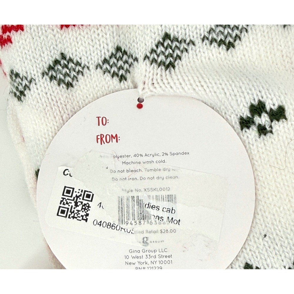 Happy Holidays Sherpa Lined Lounge Sock Women 9-11 Cozy Christmas Deer Snowflake - Picture 6 of 12